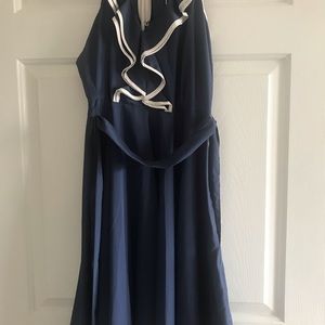 LC Conrad NWT size 10 blue white rimmed dress